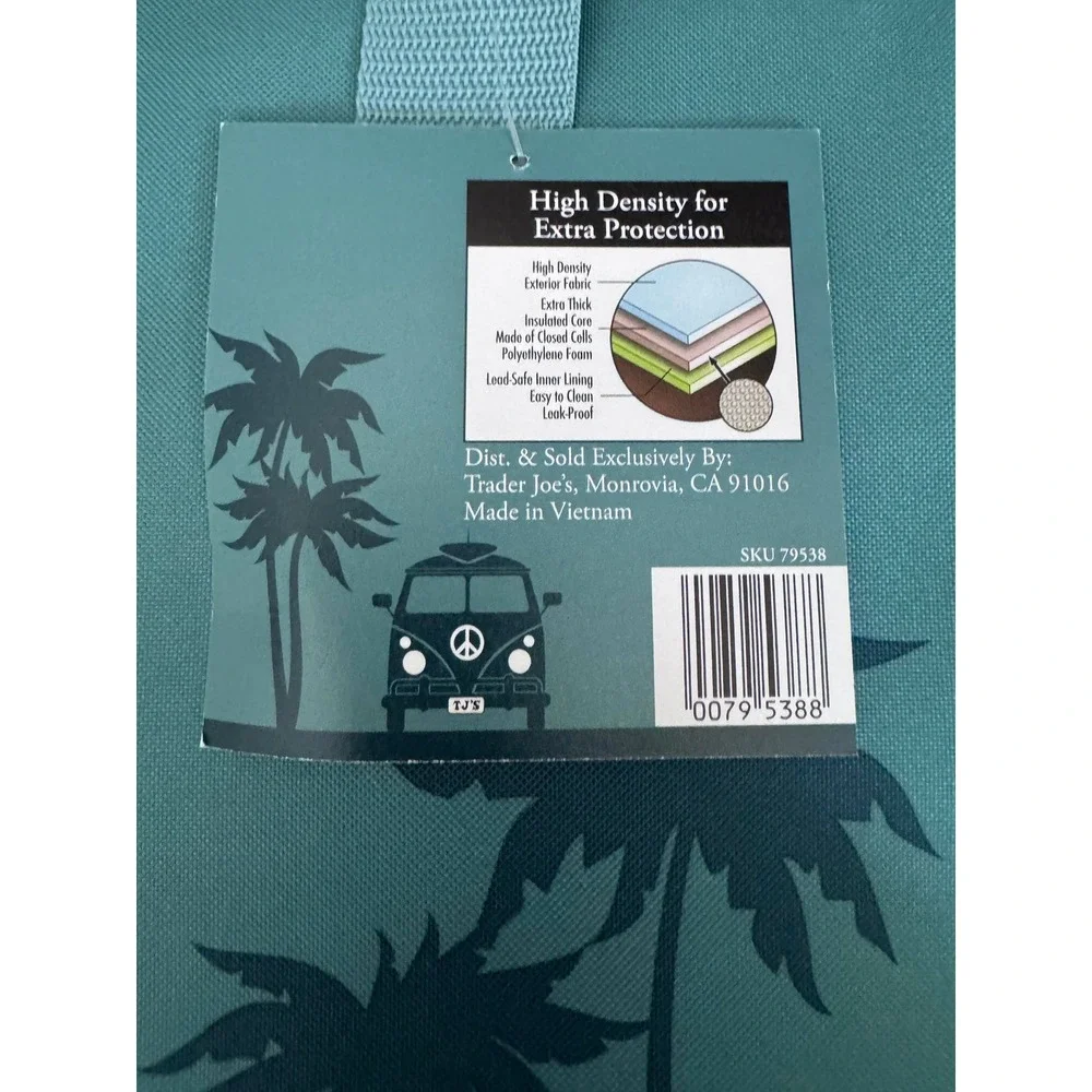 Trader Joes Large Reusable Insulated Bag Teal Navy 8 Gallon 1967 Pasadena 79538
